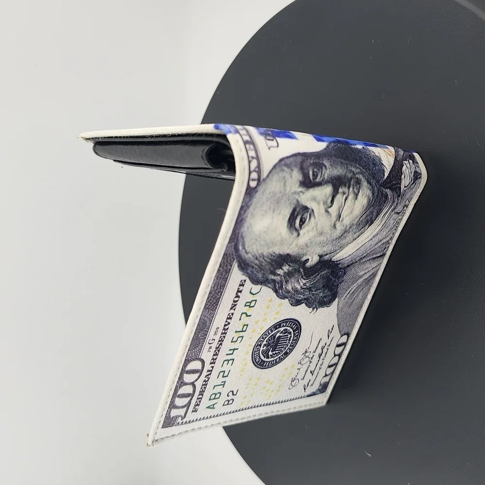 Milano Currency Print Wallet with Blue and White Design